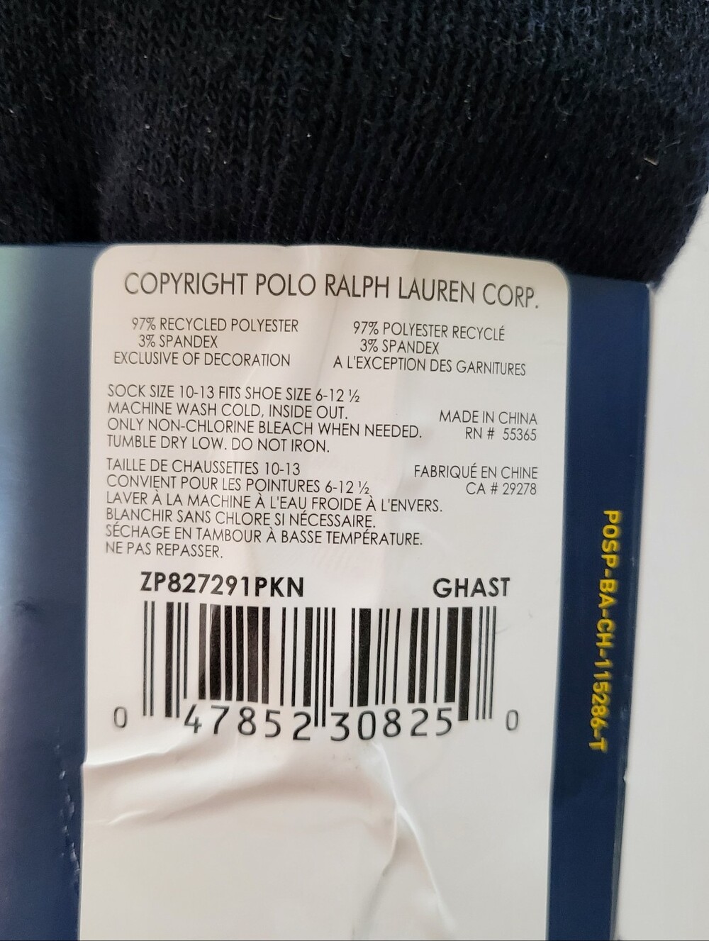 Polo ralph Lauren classic sport low cut socks 4pk size L 6-12 Navy Gray - Picture 3 of 3